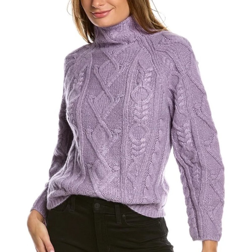 Vince Aran Raglan Mock Neck Alpaca Wool Blend Cable Knit Sweater NWT Sz L